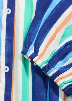 Vestido tipo caftán de viscosa estructurada de rayas