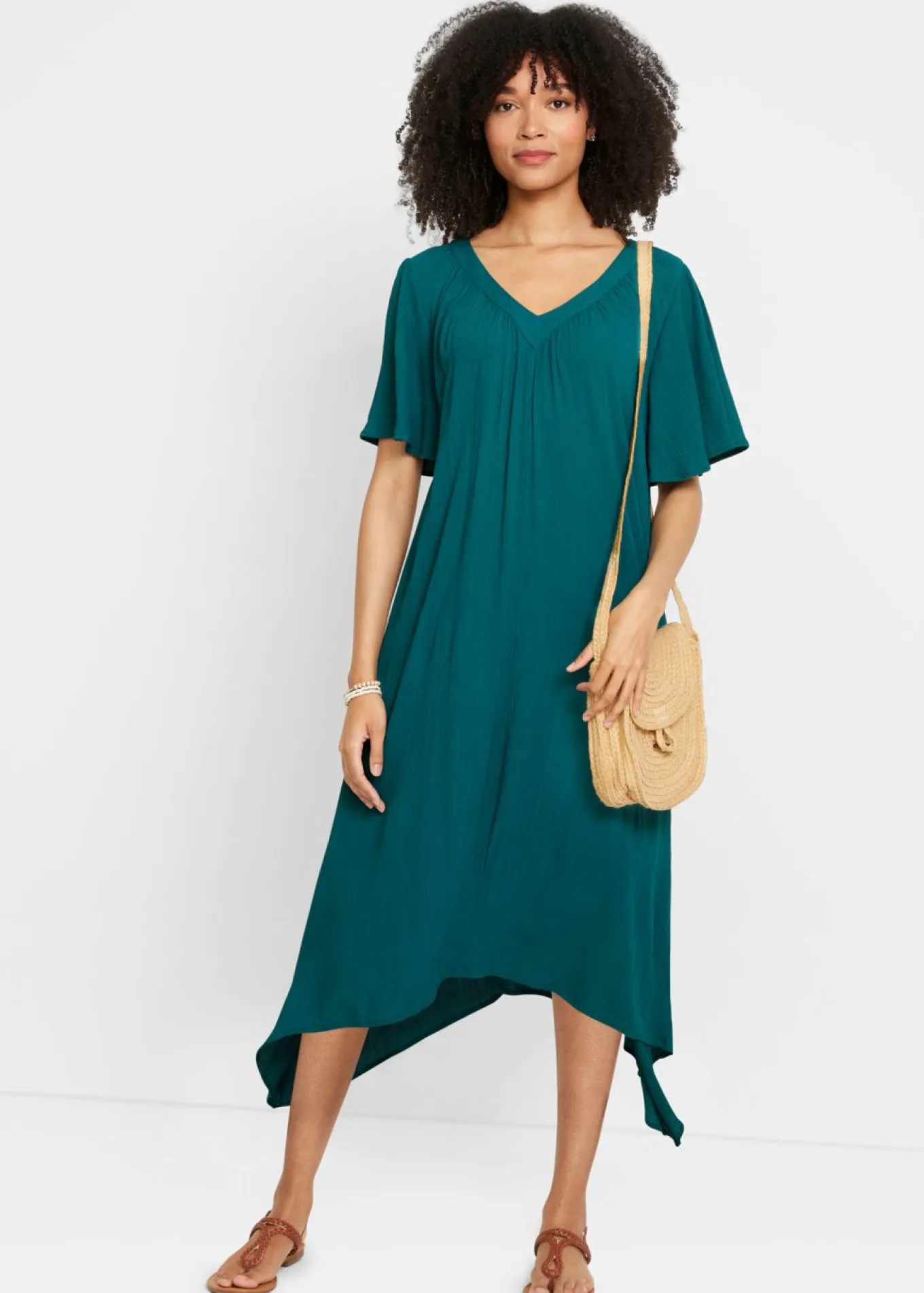 Vestido tipo caftán en tejido de crepé