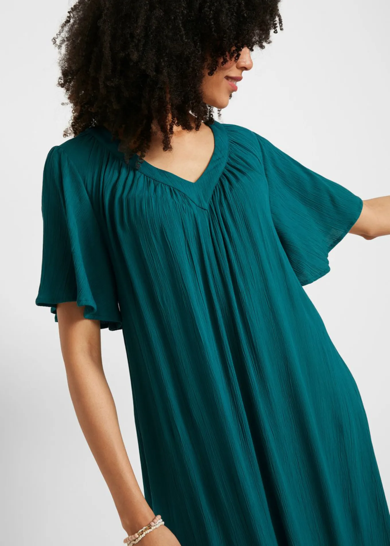 Vestido tipo caftán en tejido de crepé