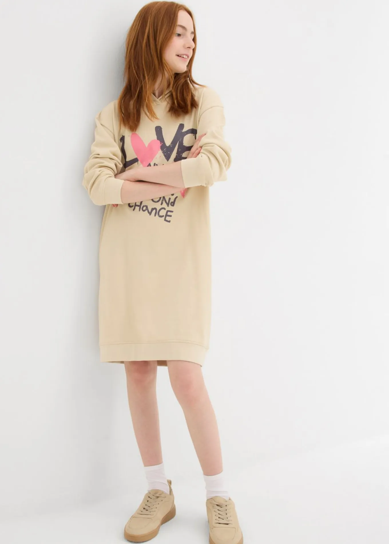 Vestido tipo sudadera con capucha de algodón orgánico puro