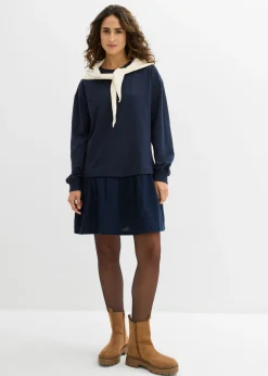 Vestido tipo sudadera con falda