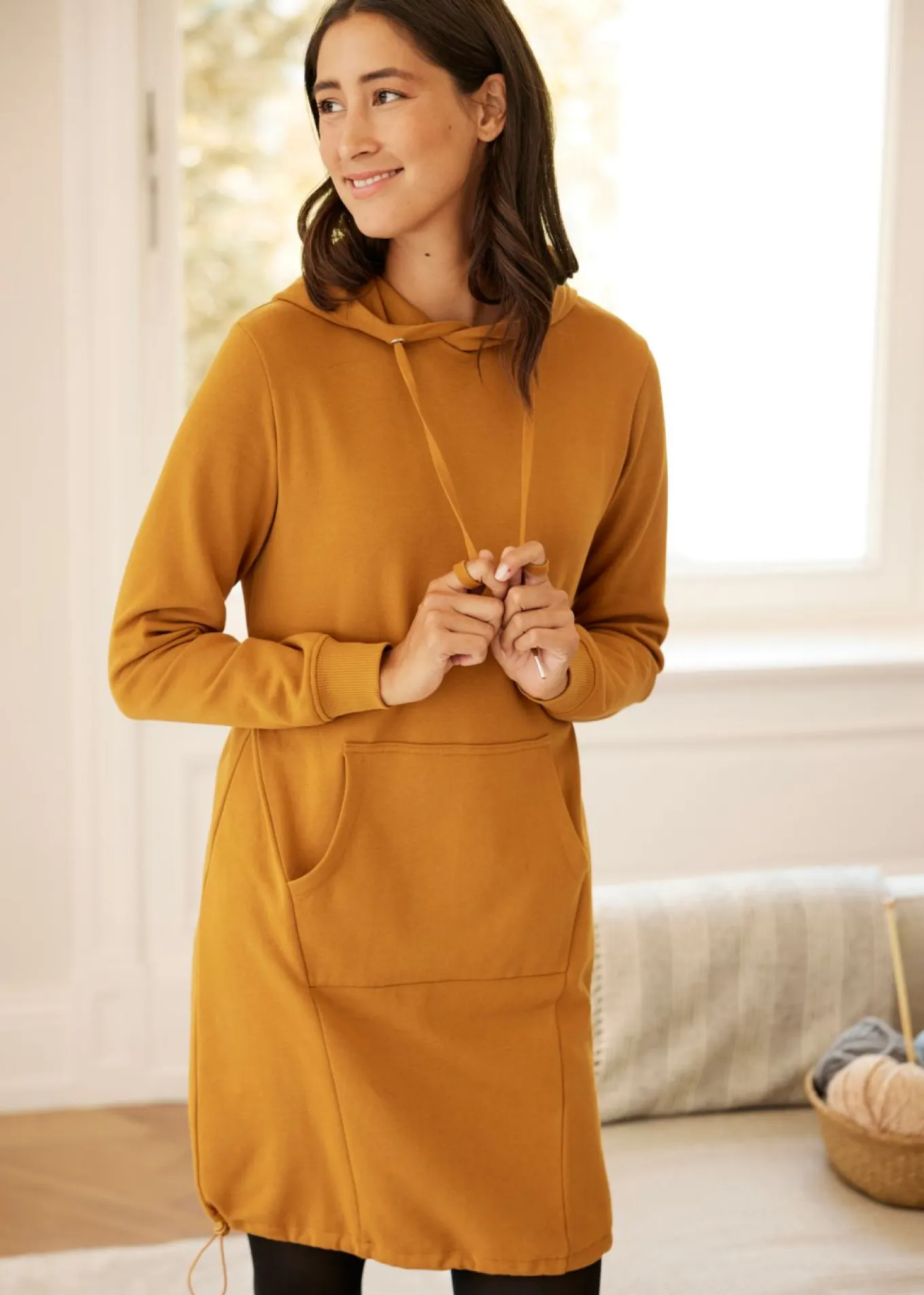 Vestido tipo sudadera de mezcla de algodón