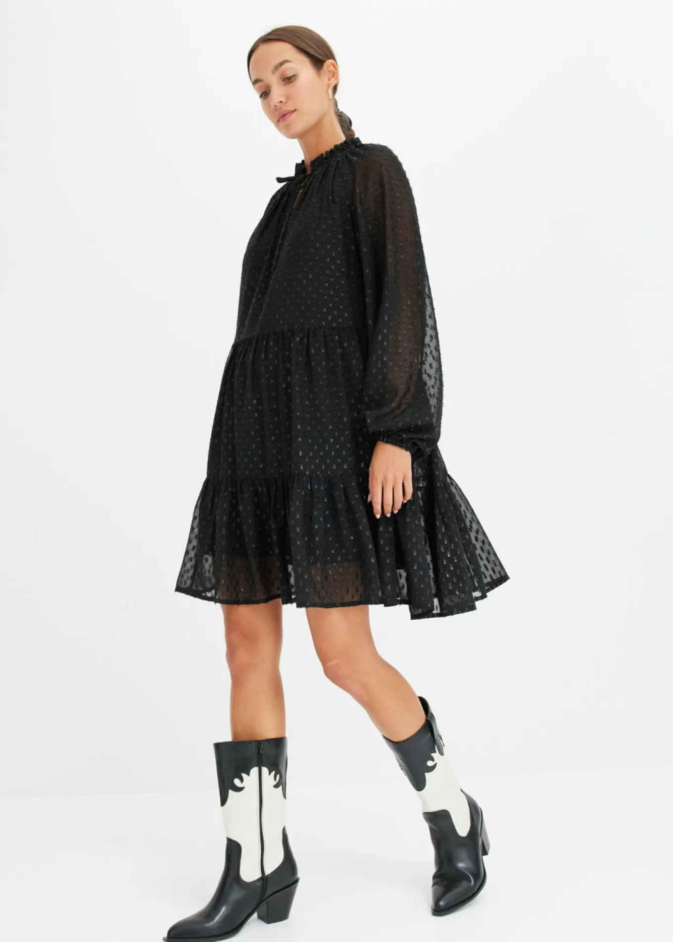 Vestido tipo túnica con efecto brillante
