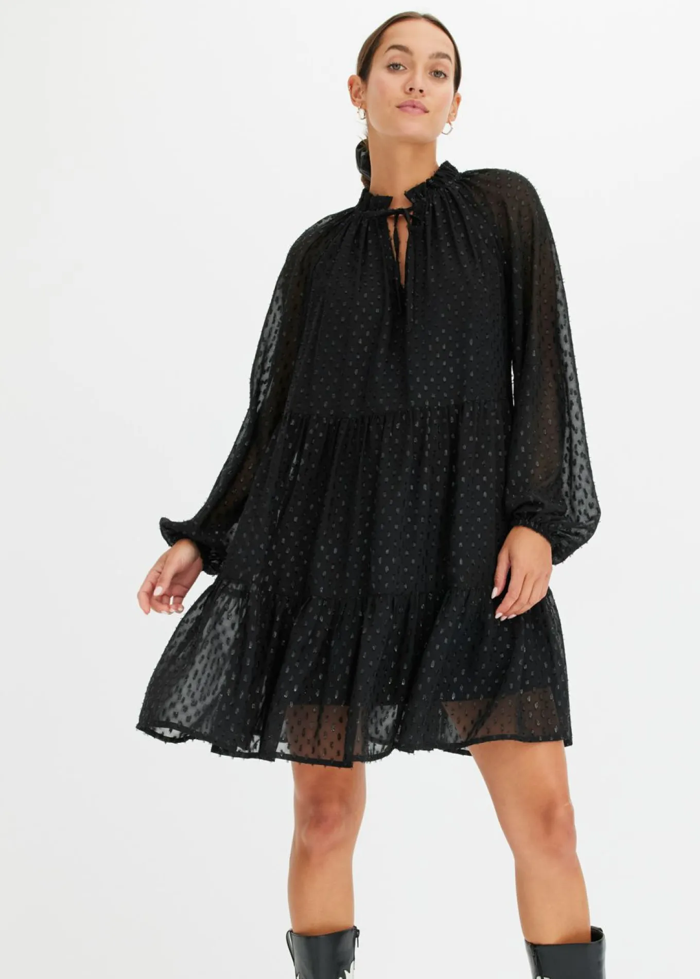 Vestido tipo túnica con efecto brillante
