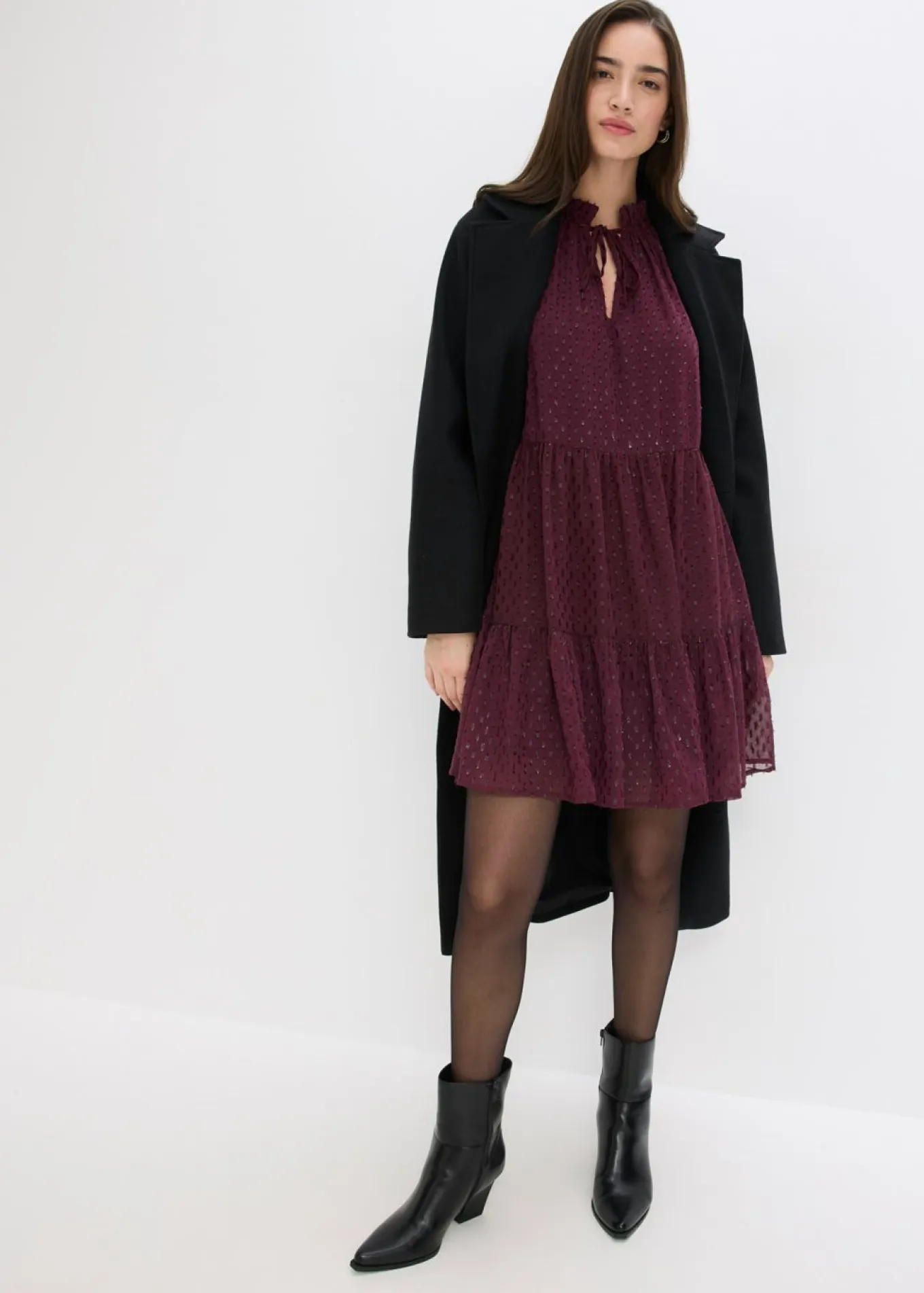Vestido tipo túnica con efecto brillante