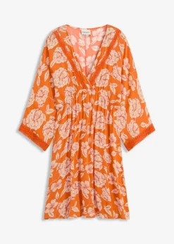 Vestido tipo túnica con encaje en viscosa estructurada