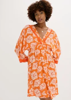 Vestido tipo túnica con encaje en viscosa estructurada