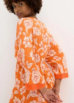 Vestido tipo túnica con encaje en viscosa estructurada