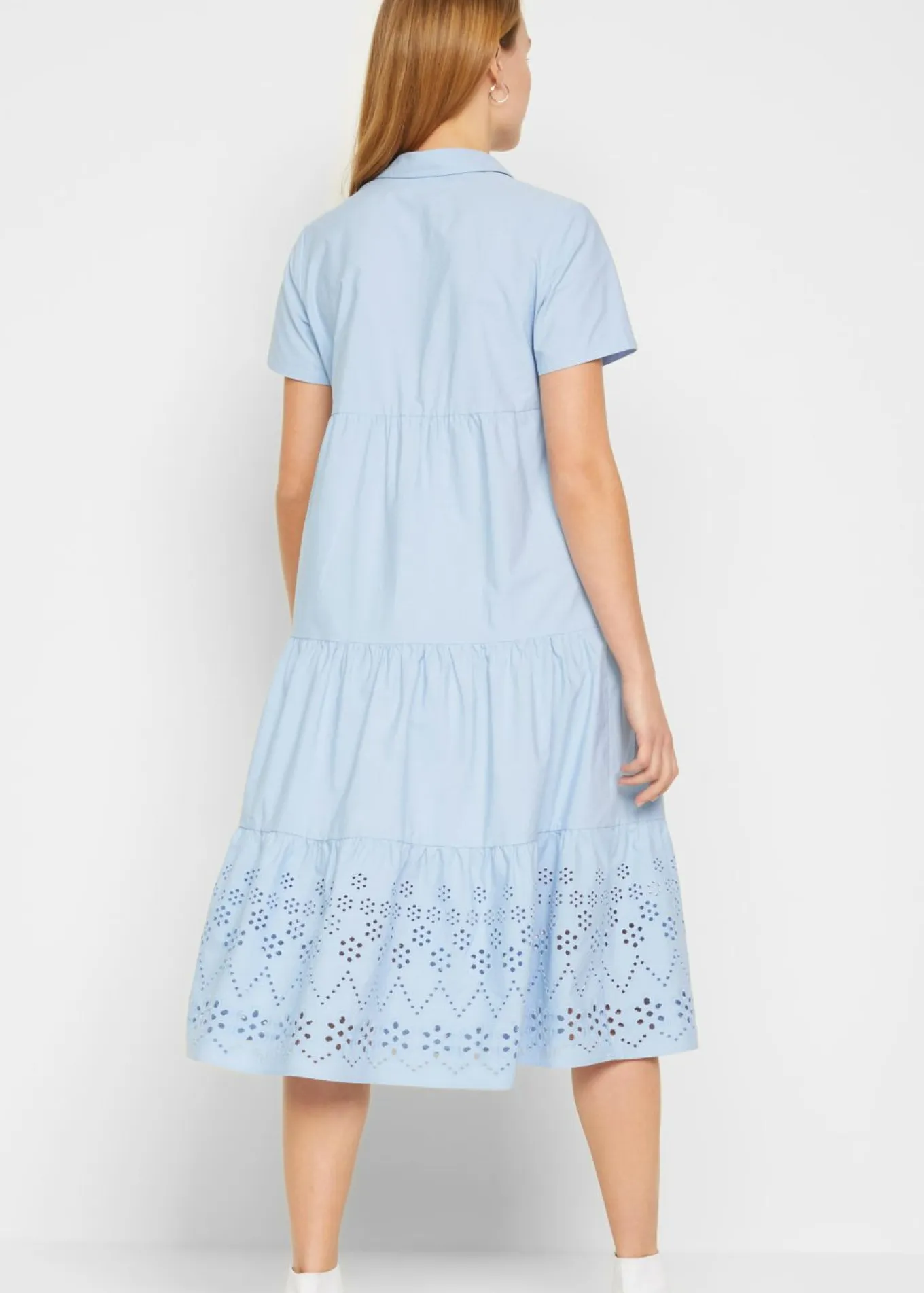 Vestido tipo túnica de algodón puro con bordado calado