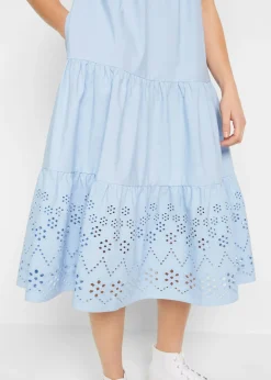 Vestido tipo túnica de algodón puro con bordado calado