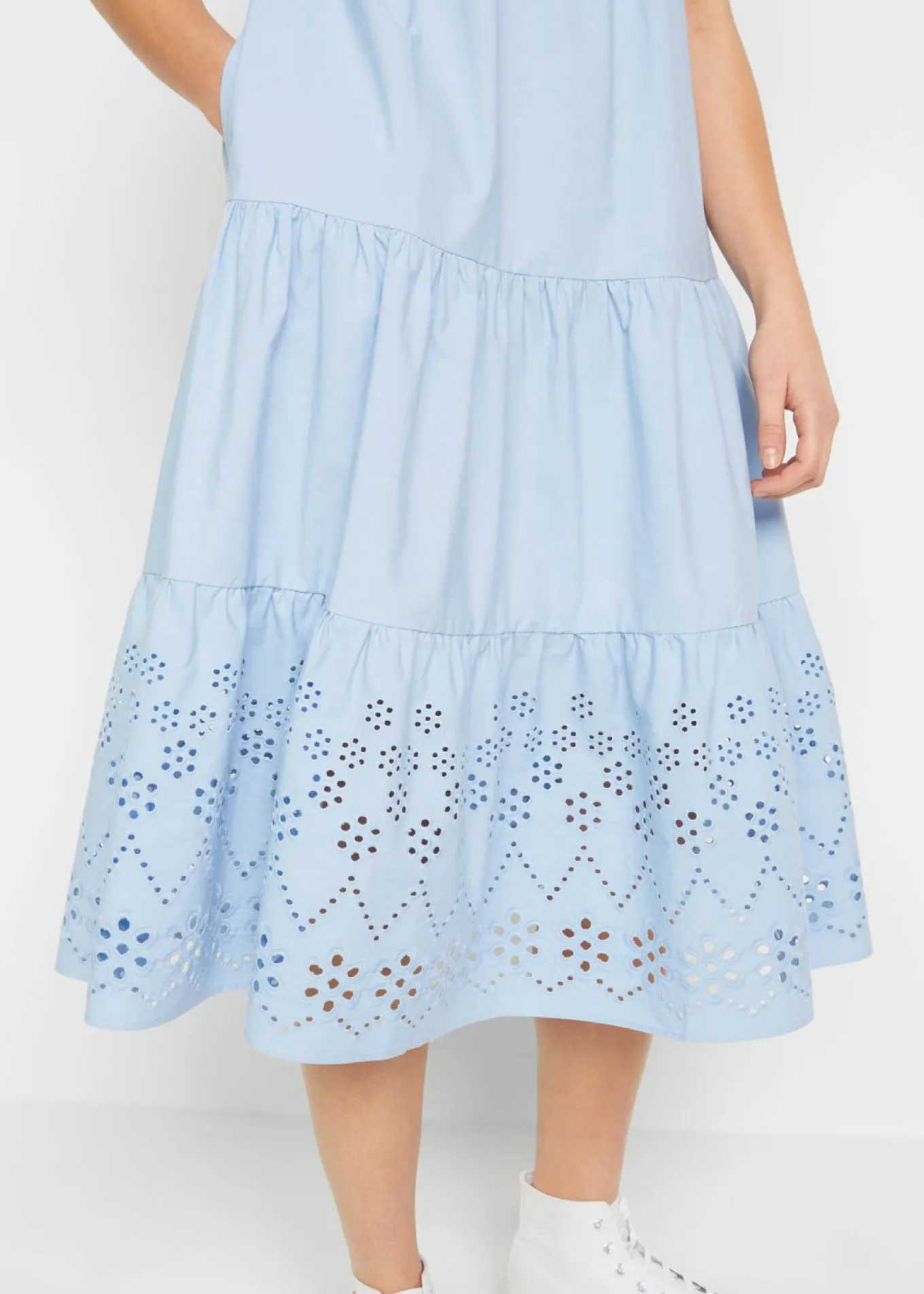 Vestido tipo túnica de algodón puro con bordado calado
