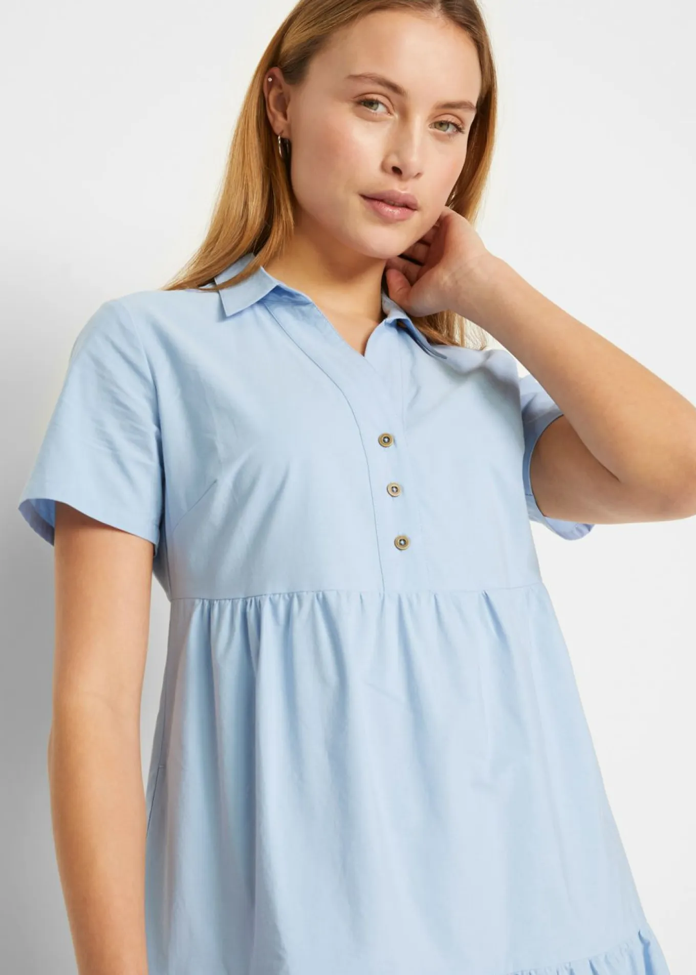 Vestido tipo túnica de algodón puro con bordado calado