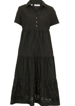 Vestido tipo túnica de algodón puro con bordado calado