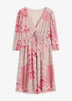 Vestido tipo túnica de malla estampada
