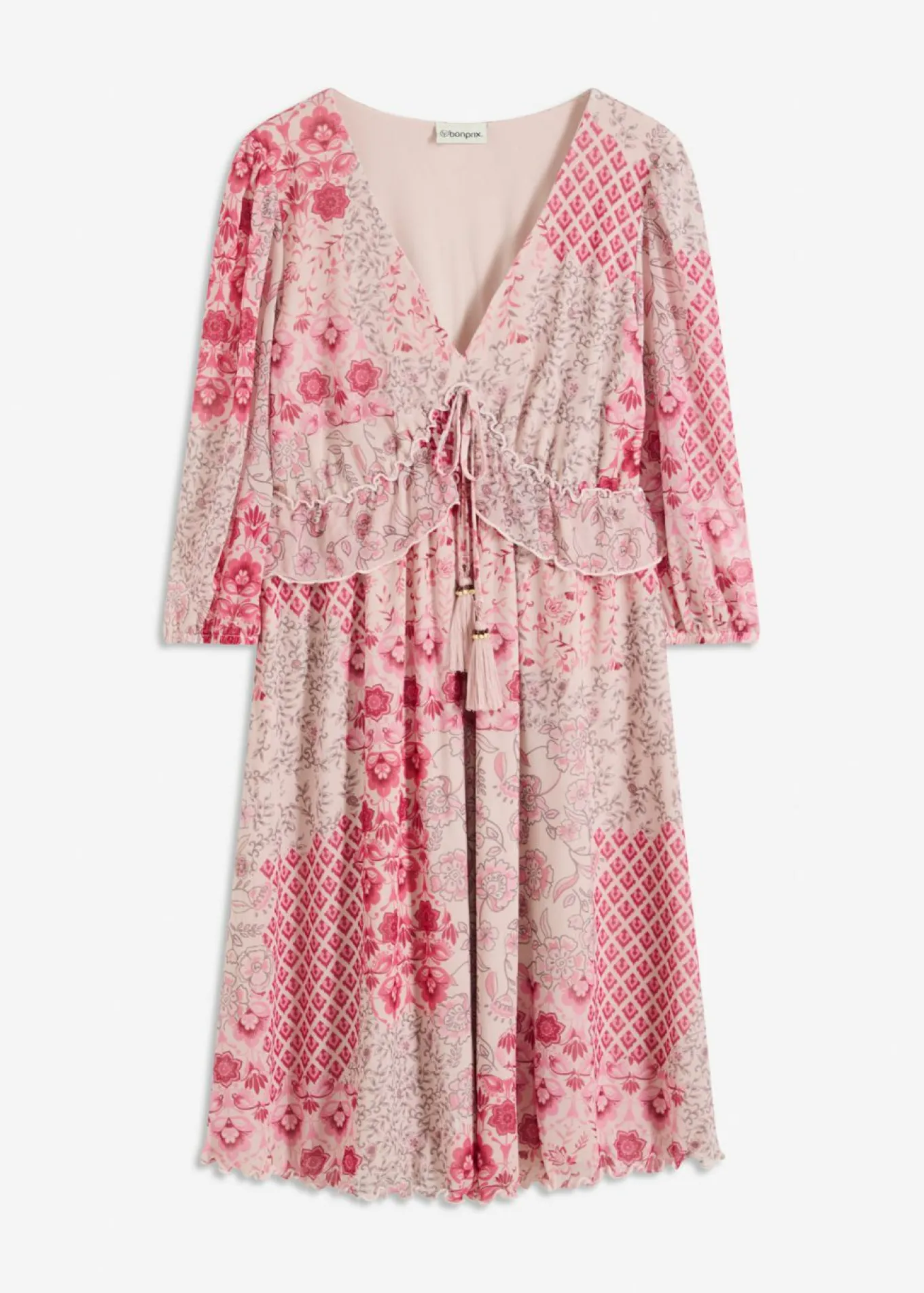 Vestido tipo túnica de malla estampada