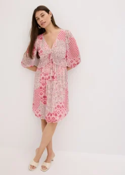 Vestido tipo túnica de malla estampada