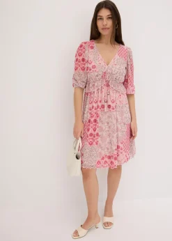 Vestido tipo túnica de malla estampada