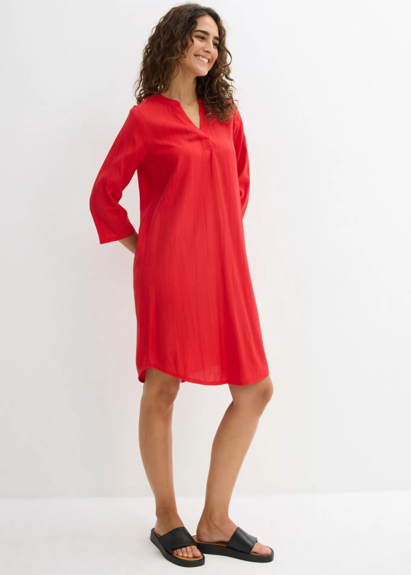 Vestido tipo túnica de mezcla de viscosa con efecto estructurado