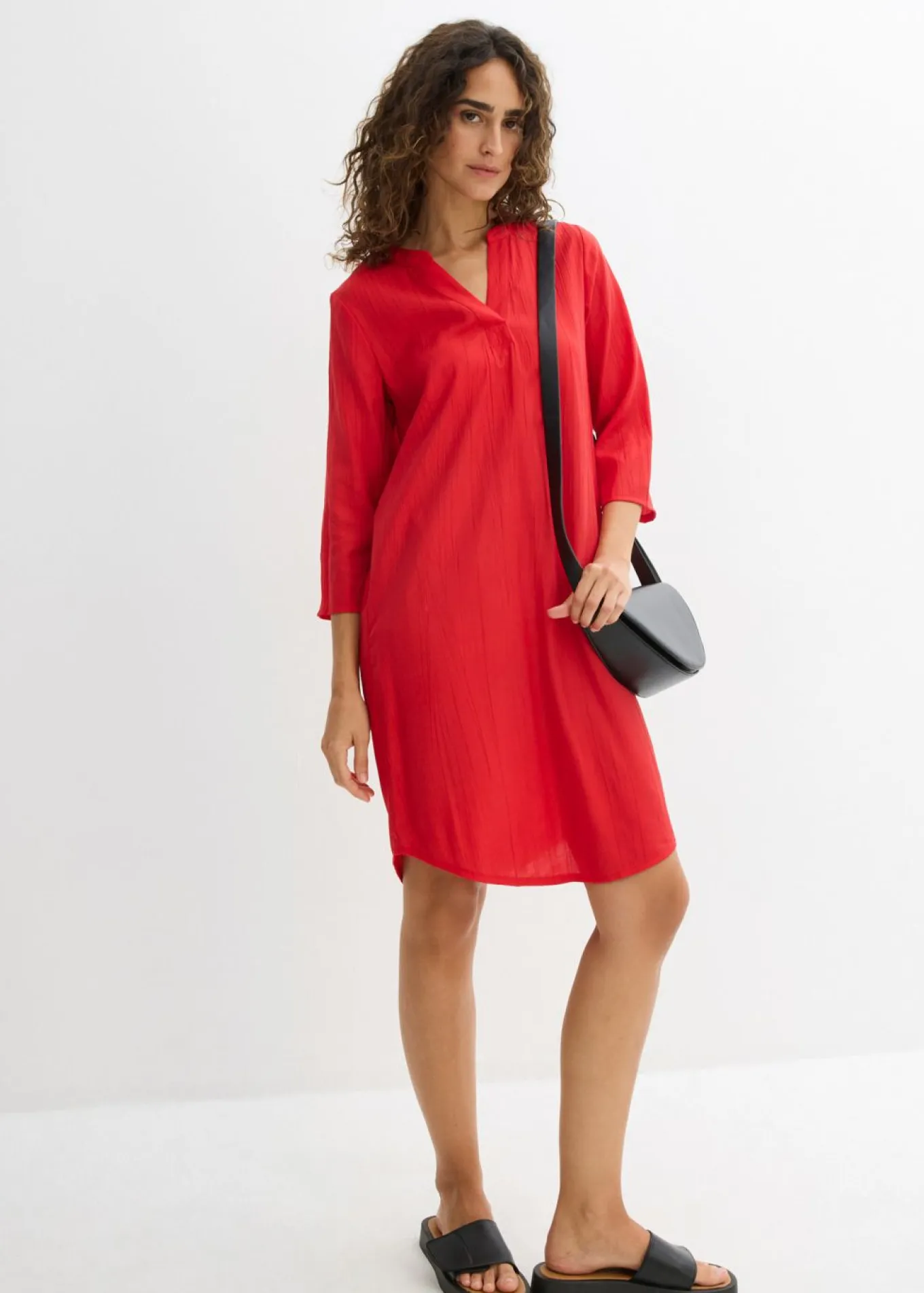 Vestido tipo túnica de mezcla de viscosa con efecto estructurado