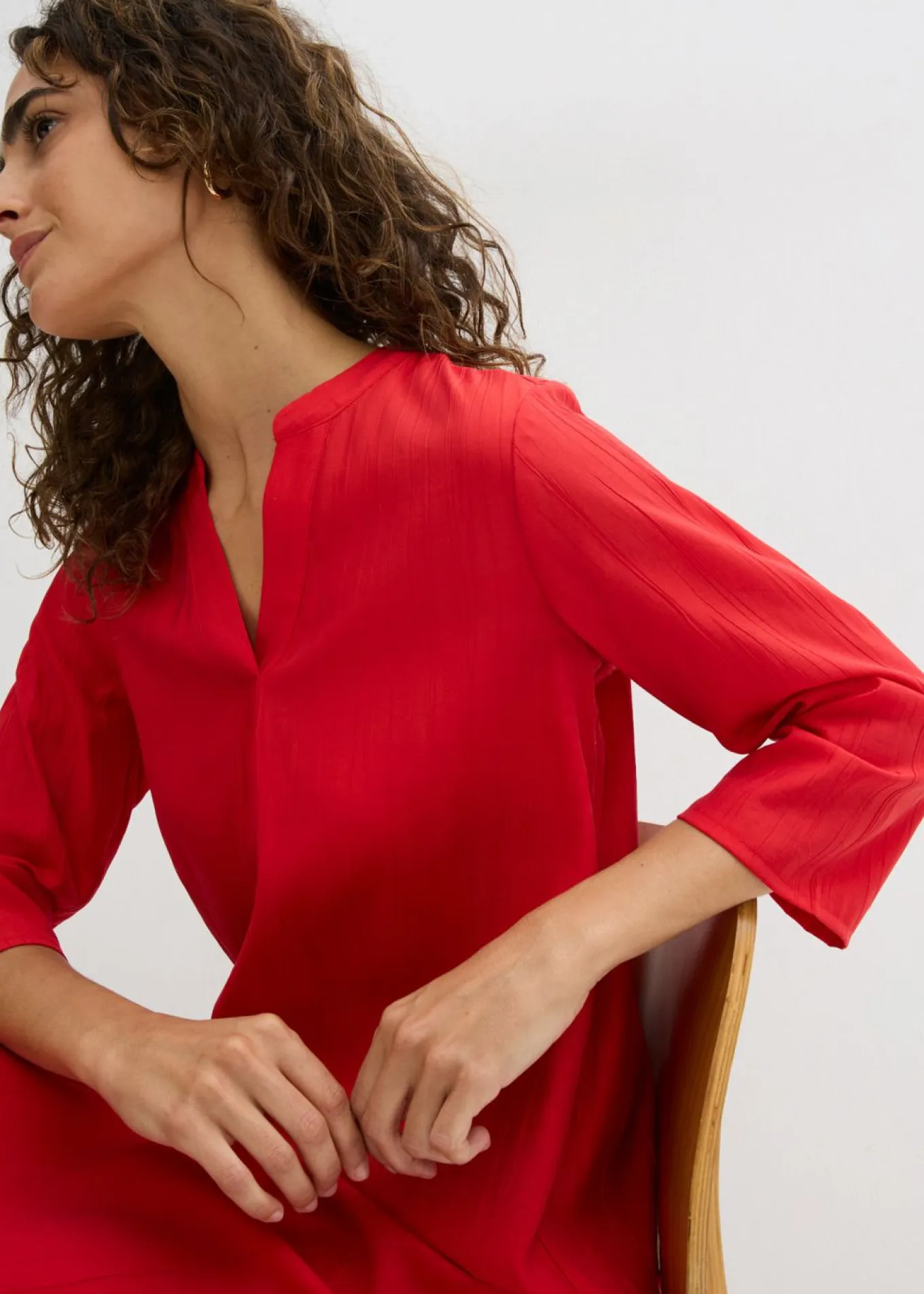 Vestido tipo túnica de mezcla de viscosa con efecto estructurado