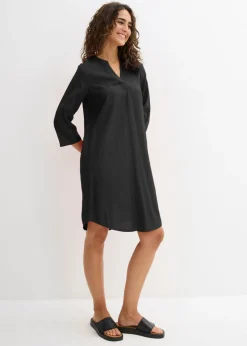 Vestido tipo túnica de mezcla de viscosa con efecto estructurado