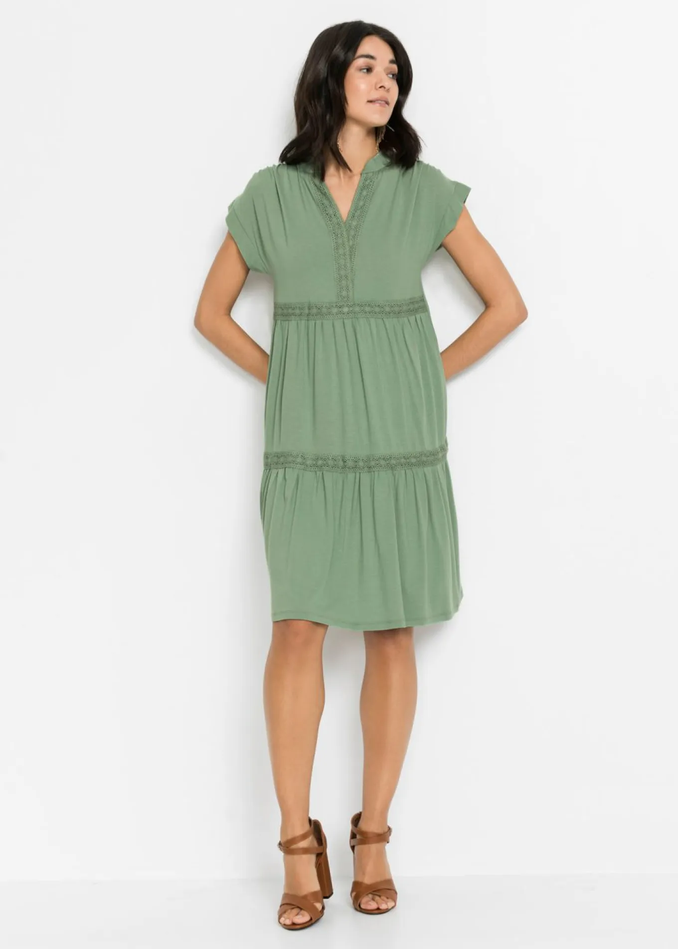 Vestido tipo túnica de mezcla de viscosa suave