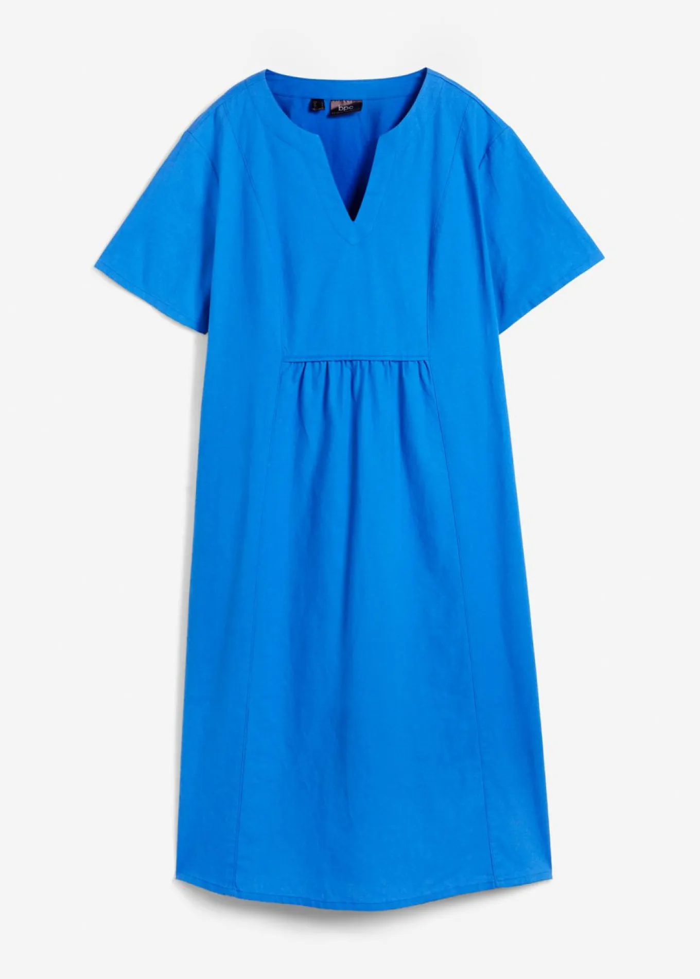 Vestido tipo túnica de mezcla de lino y algodón con bolsillos