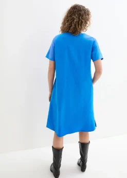 Vestido tipo túnica de mezcla de lino y algodón con bolsillos