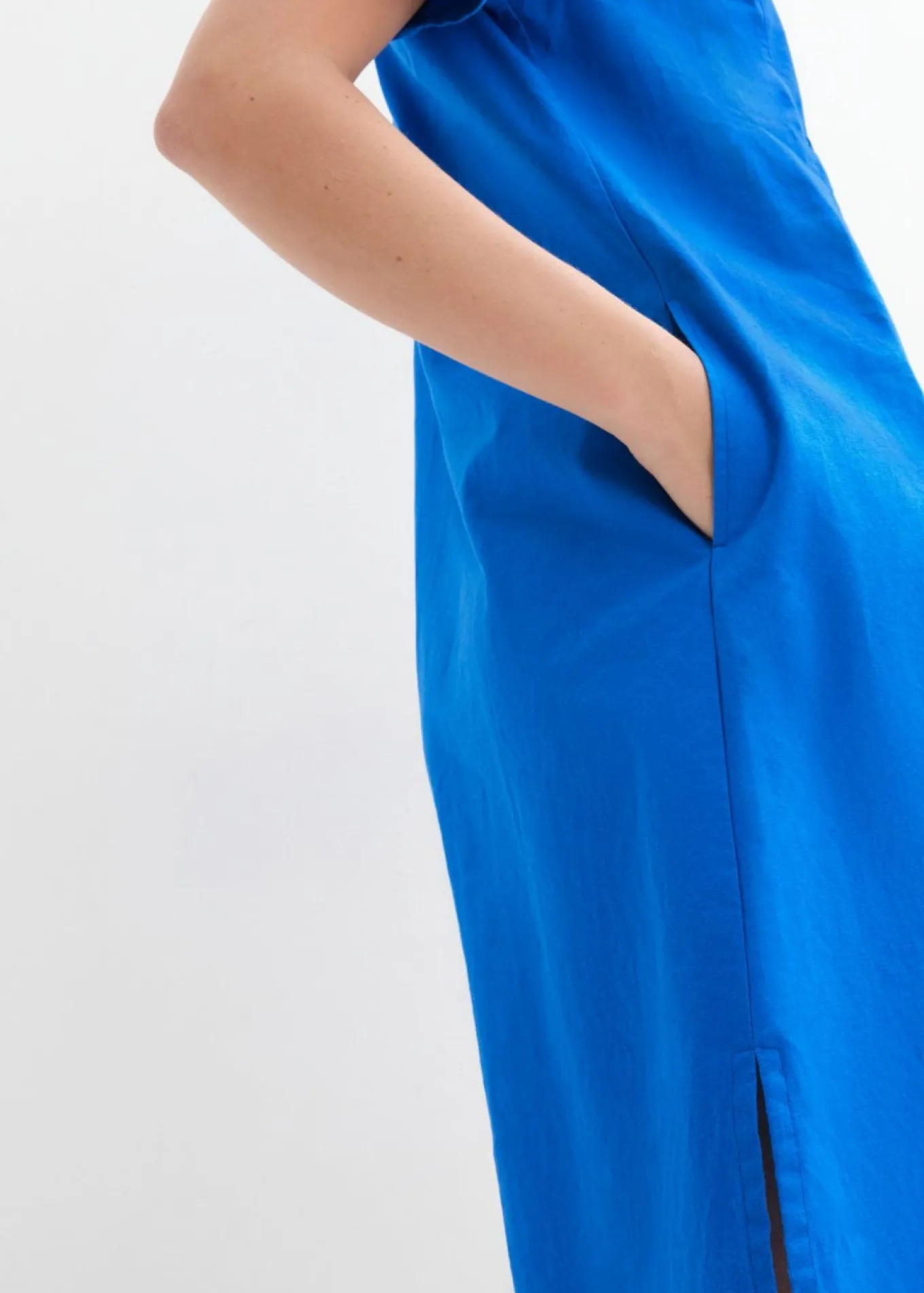Vestido tipo túnica de mezcla de lino y algodón con bolsillos