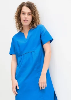 Vestido tipo túnica de mezcla de lino y algodón con bolsillos