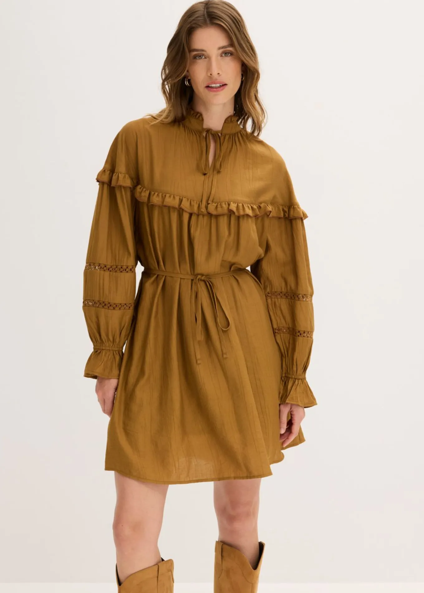 Vestido tipo túnica de mezcla de viscosa fina