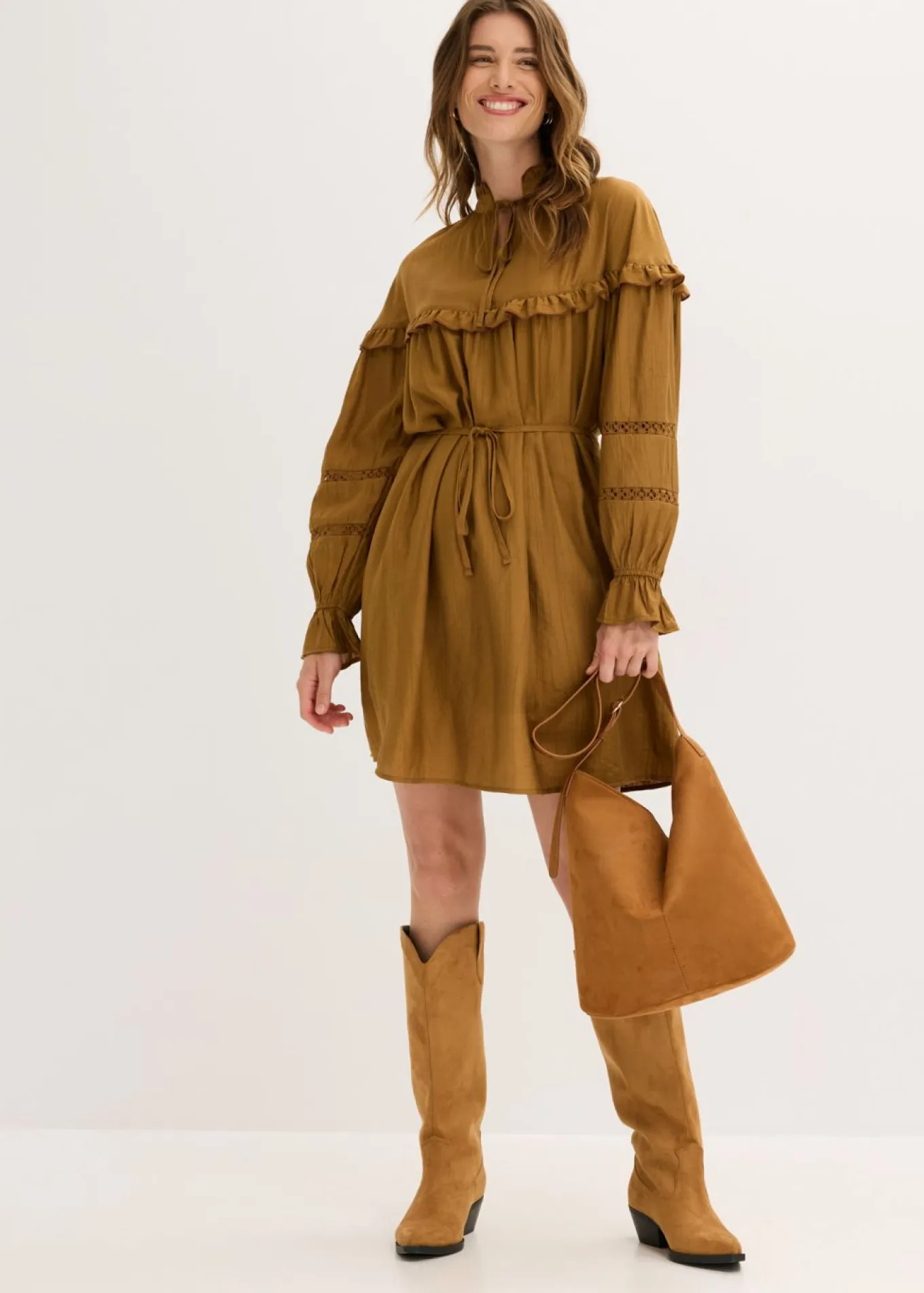 Vestido tipo túnica de mezcla de viscosa fina