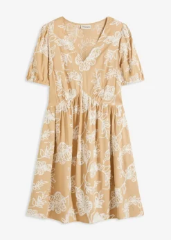 Vestido tipo túnica de viscosa vaporosa con bordado