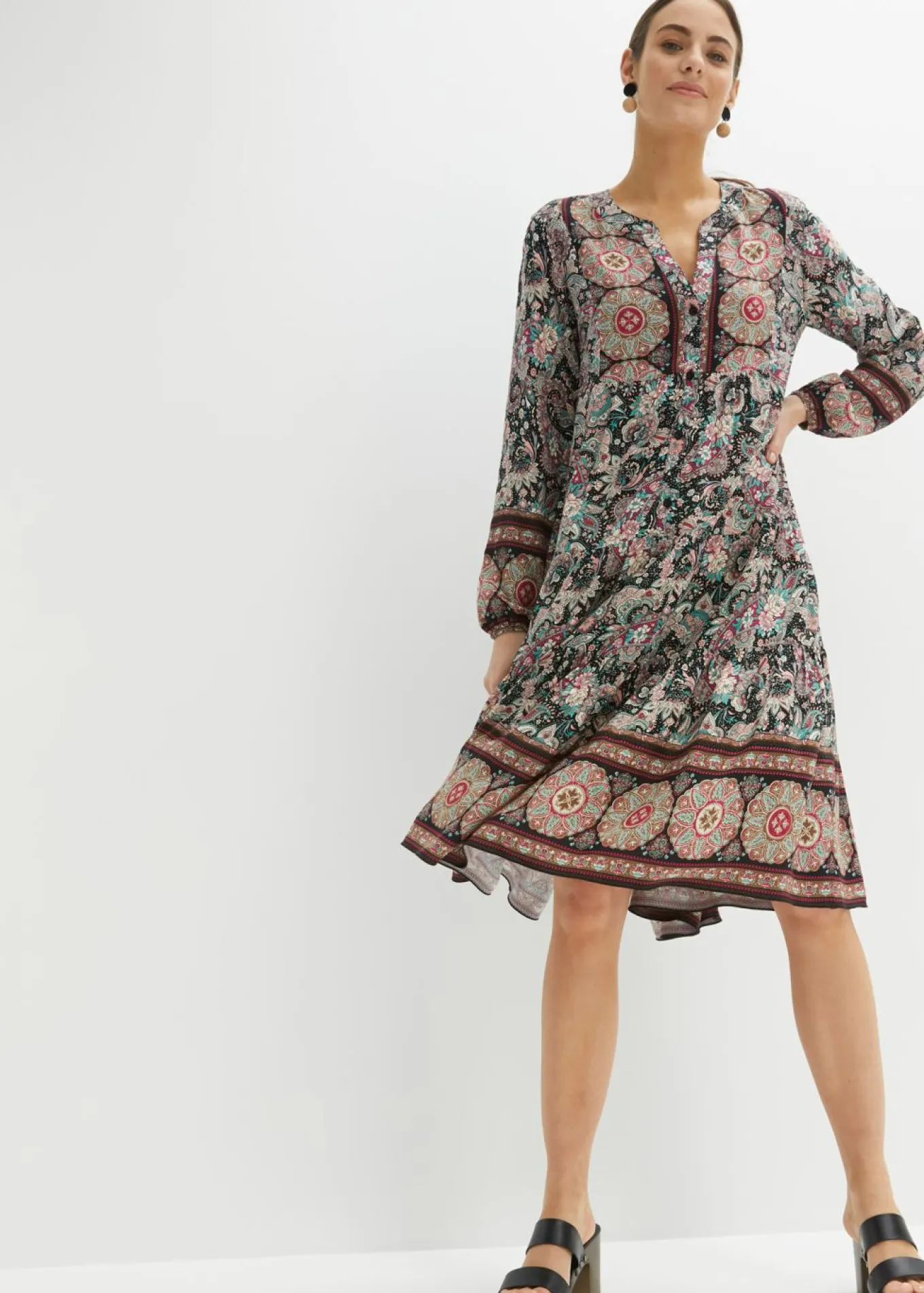 Vestido tipo túnica de viscosa fluida, talla petite
