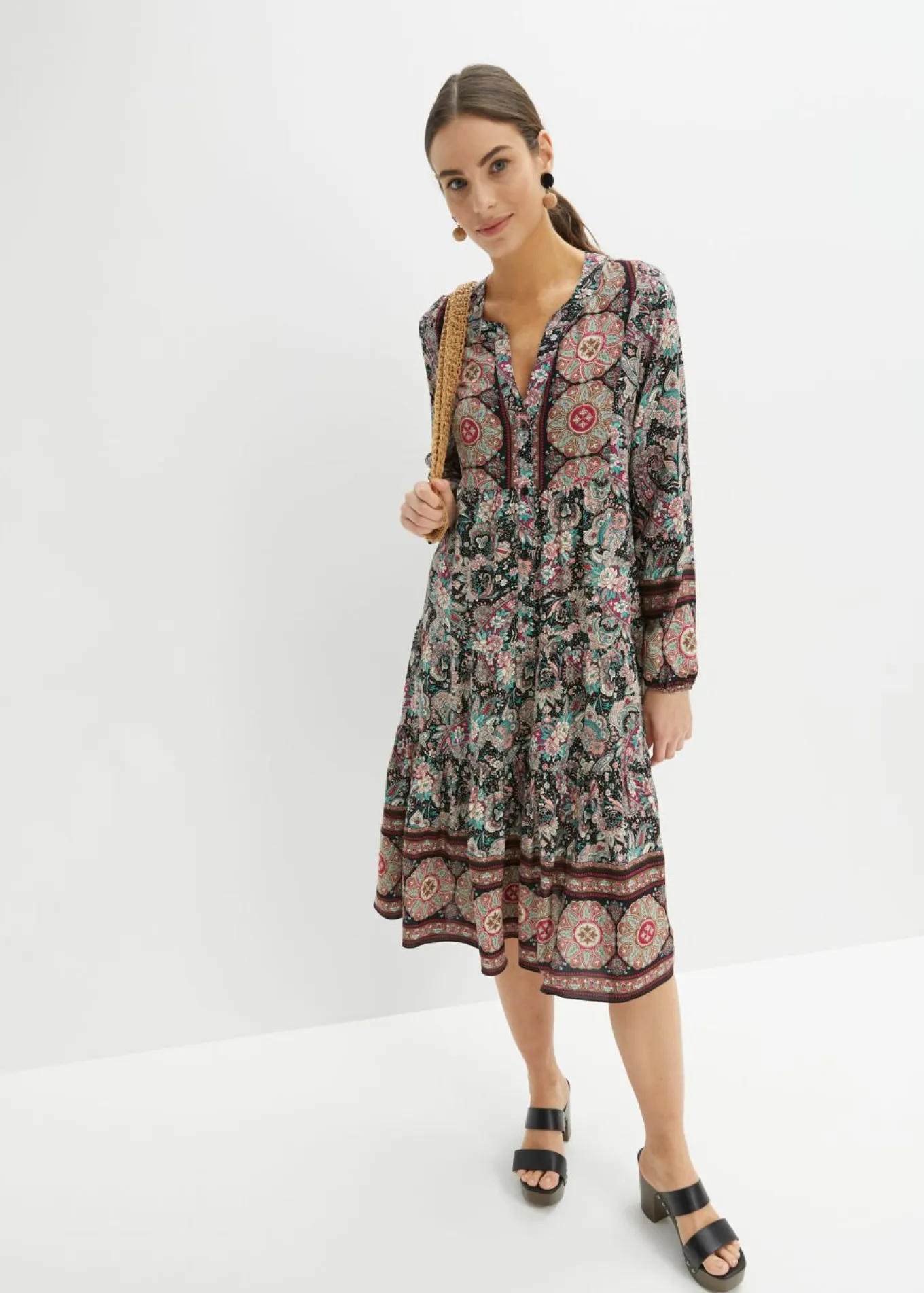 Vestido tipo túnica de viscosa fluida, talla petite