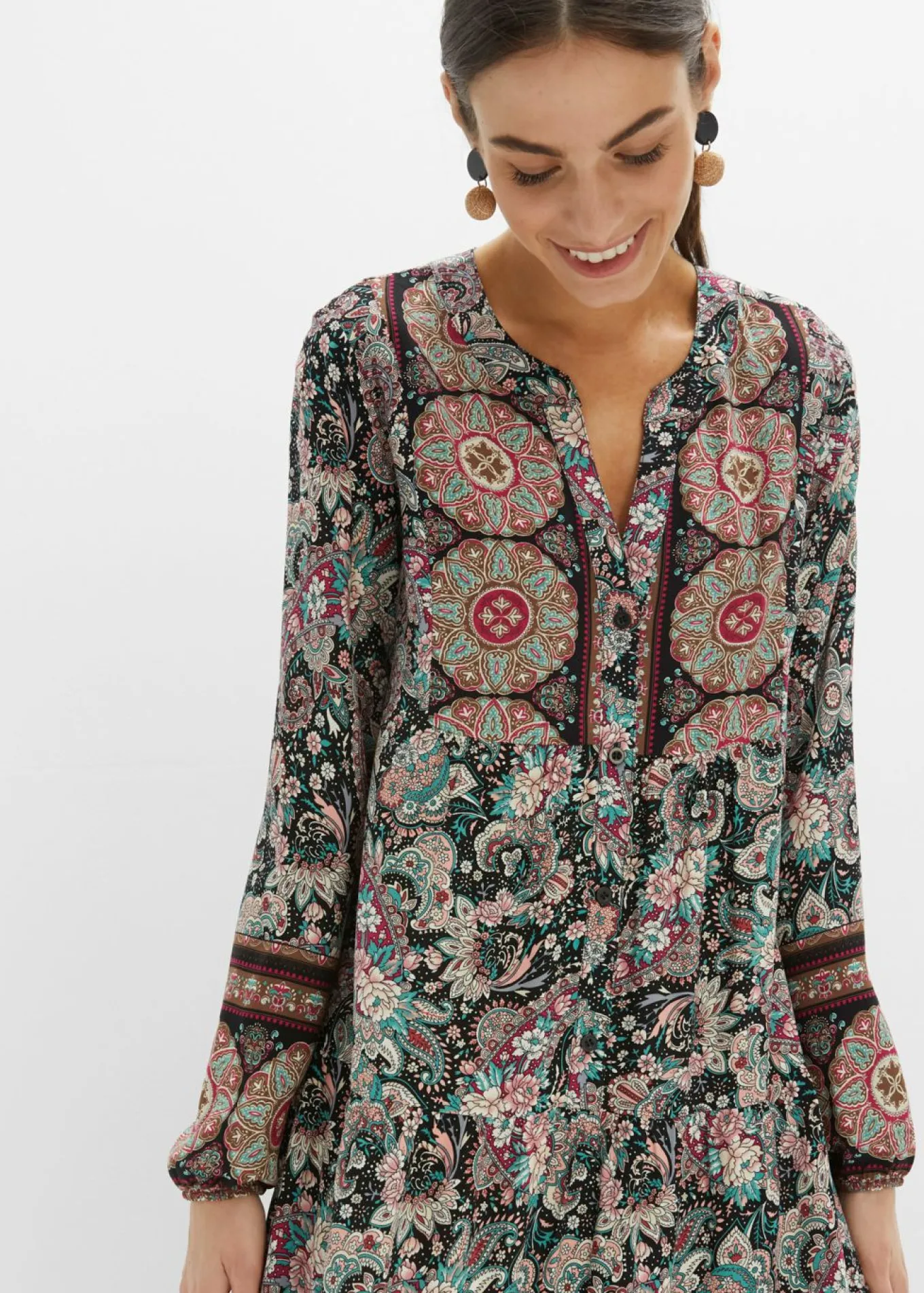 Vestido tipo túnica de viscosa fluida, talla petite