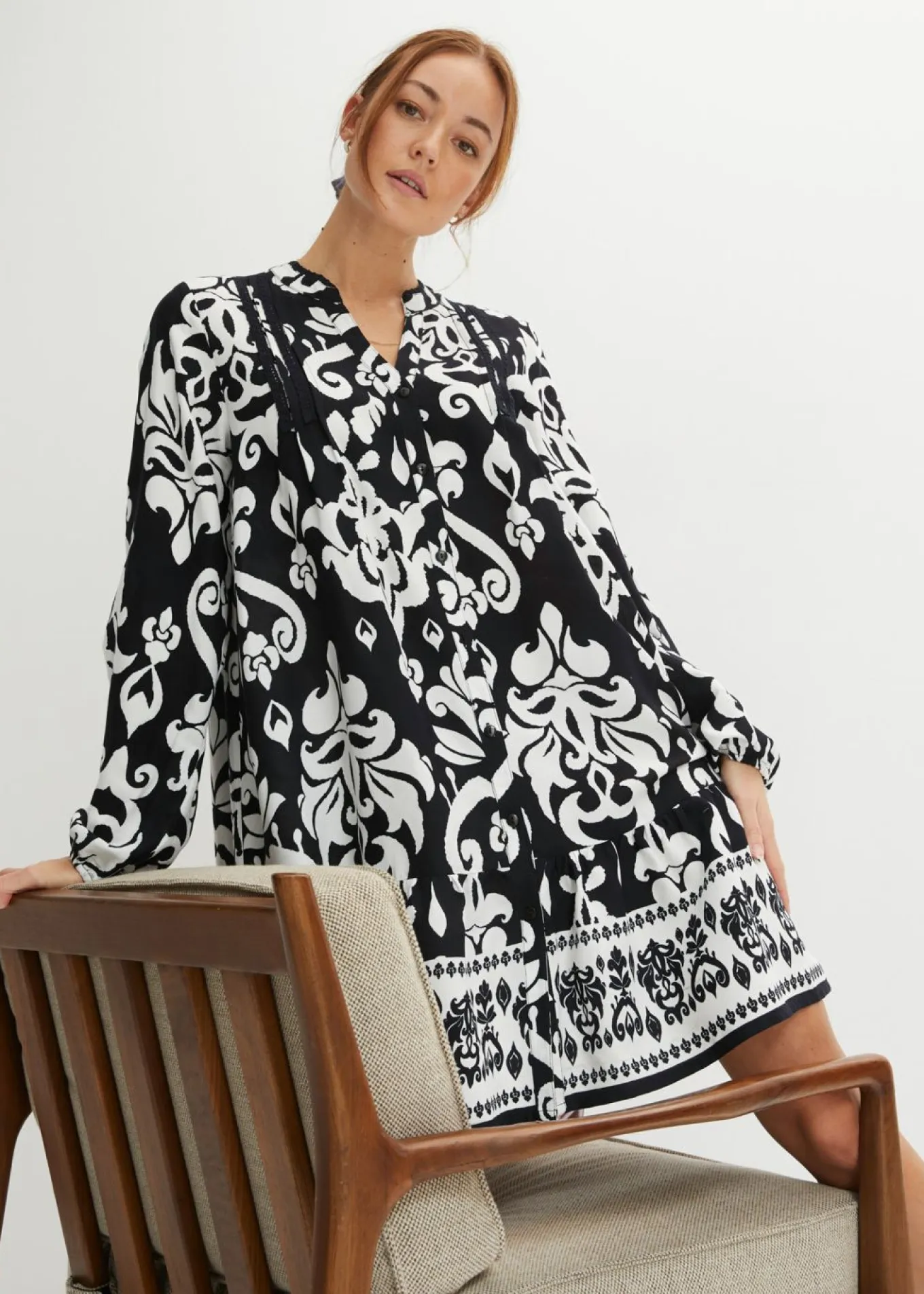 Vestido tipo túnica de viscosa fluida