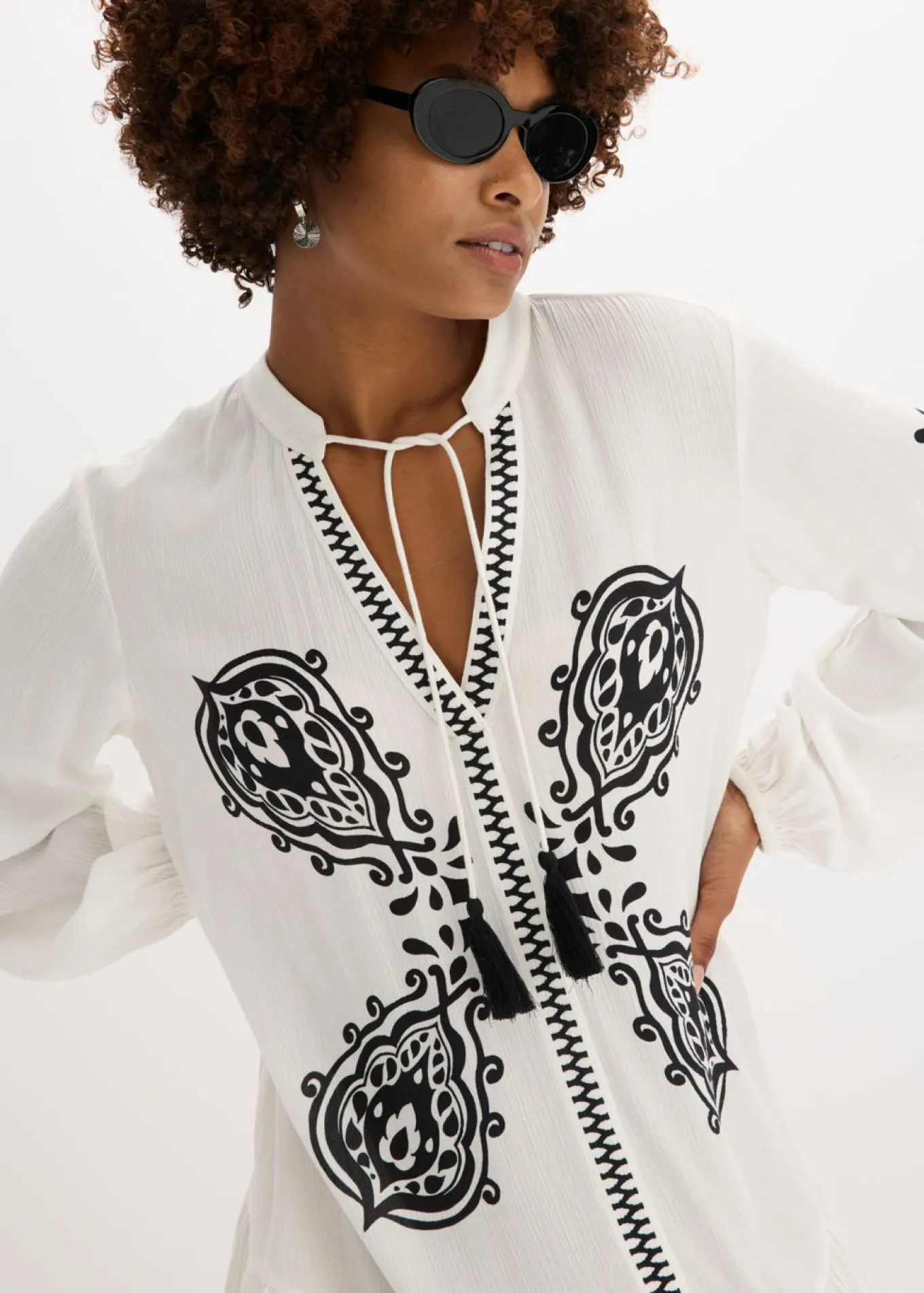 Vestido tipo túnica de viscosa estructurada