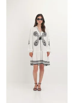 Vestido tipo túnica de viscosa estructurada