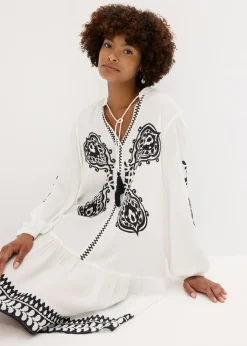 Vestido tipo túnica de viscosa estructurada