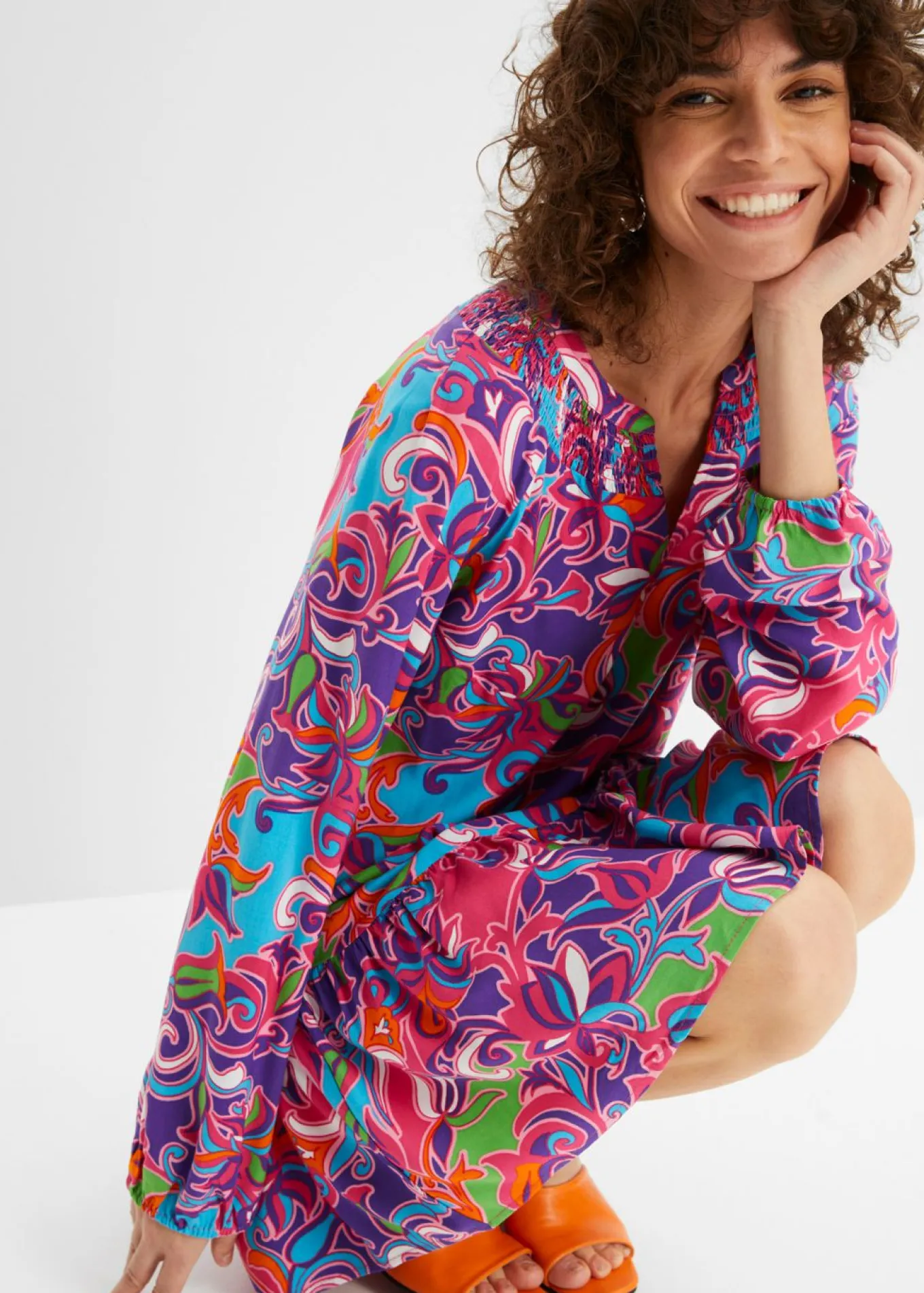 Vestido tipo túnica de viscosa fluida