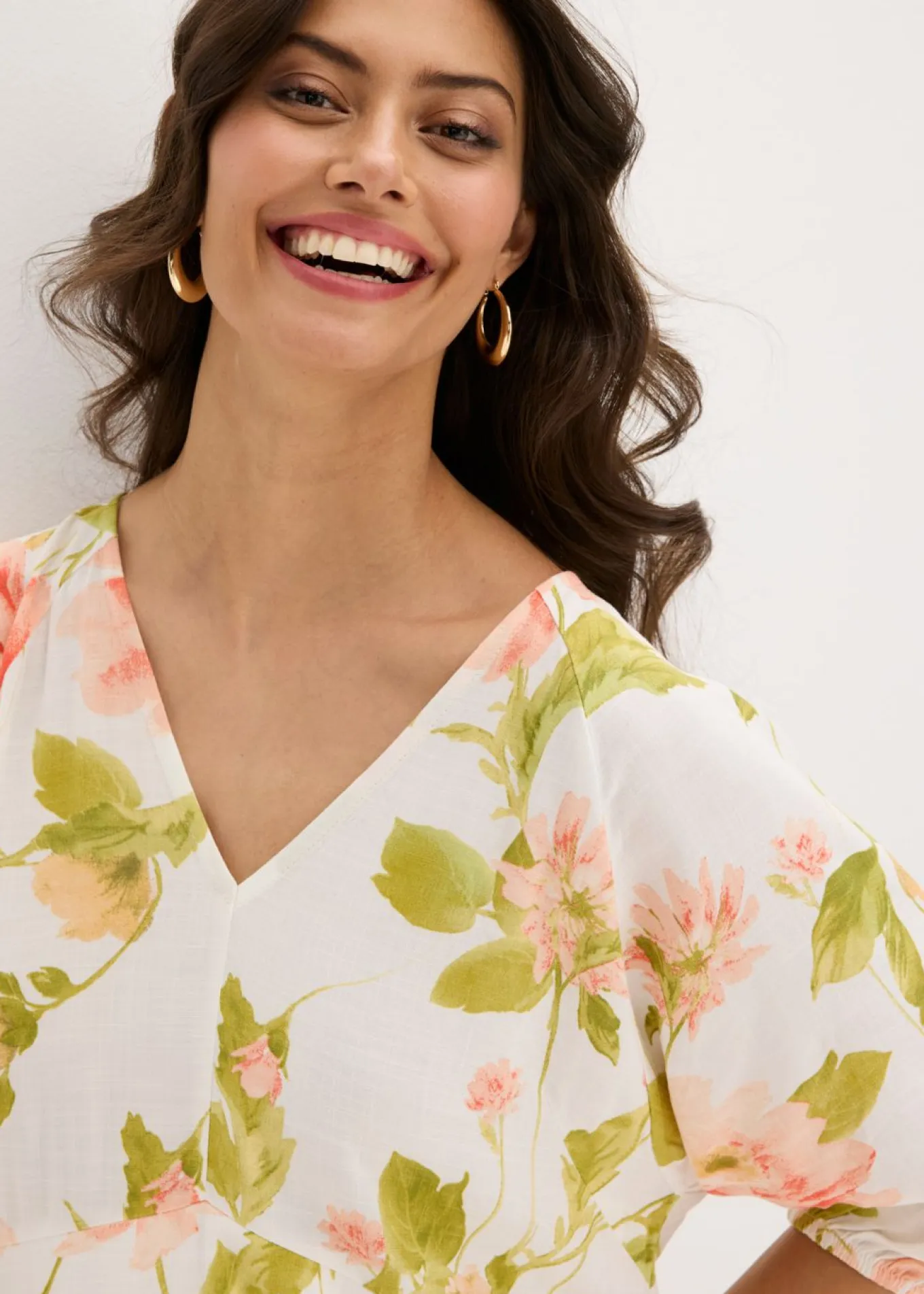 Vestido tipo túnica estampado de viscosa fluida