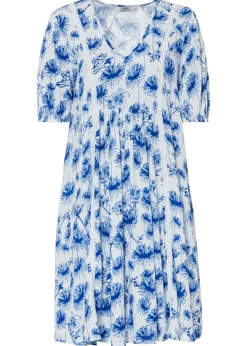 Vestido tipo túnica hasta la rodilla con detalles de encaje