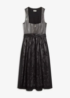 Vestido tirolés con terciopelo y largo midi (2 piezas)