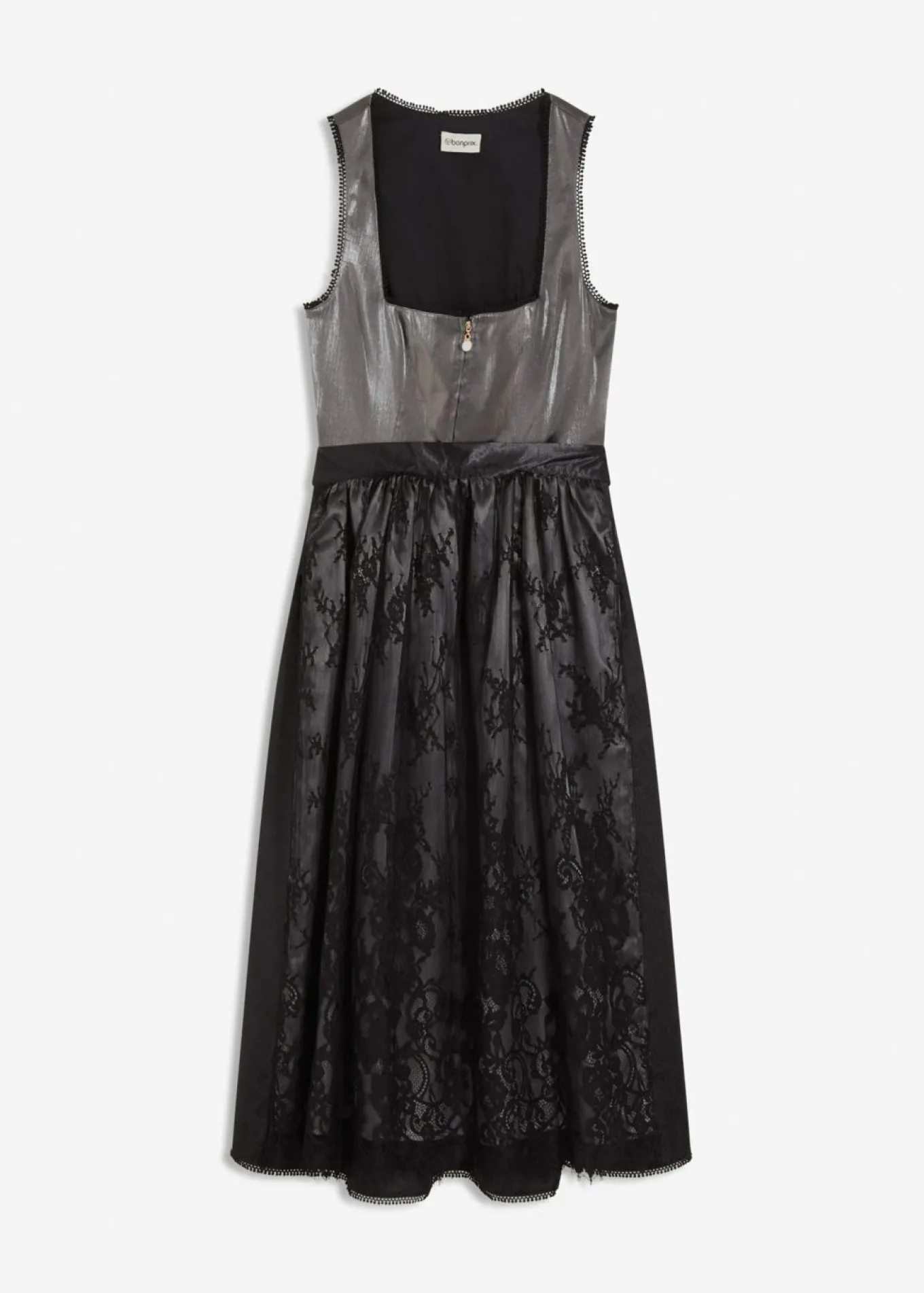 Vestido tirolés con terciopelo y largo midi (2 piezas)