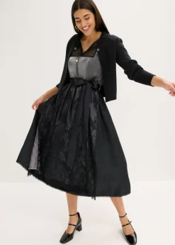 Vestido tirolés con terciopelo y largo midi (2 piezas)