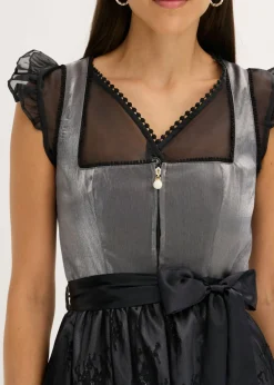 Vestido tirolés con terciopelo y largo midi (2 piezas)