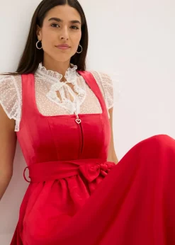 Vestido tirolés con terciopelo y largo midi (2 piezas)