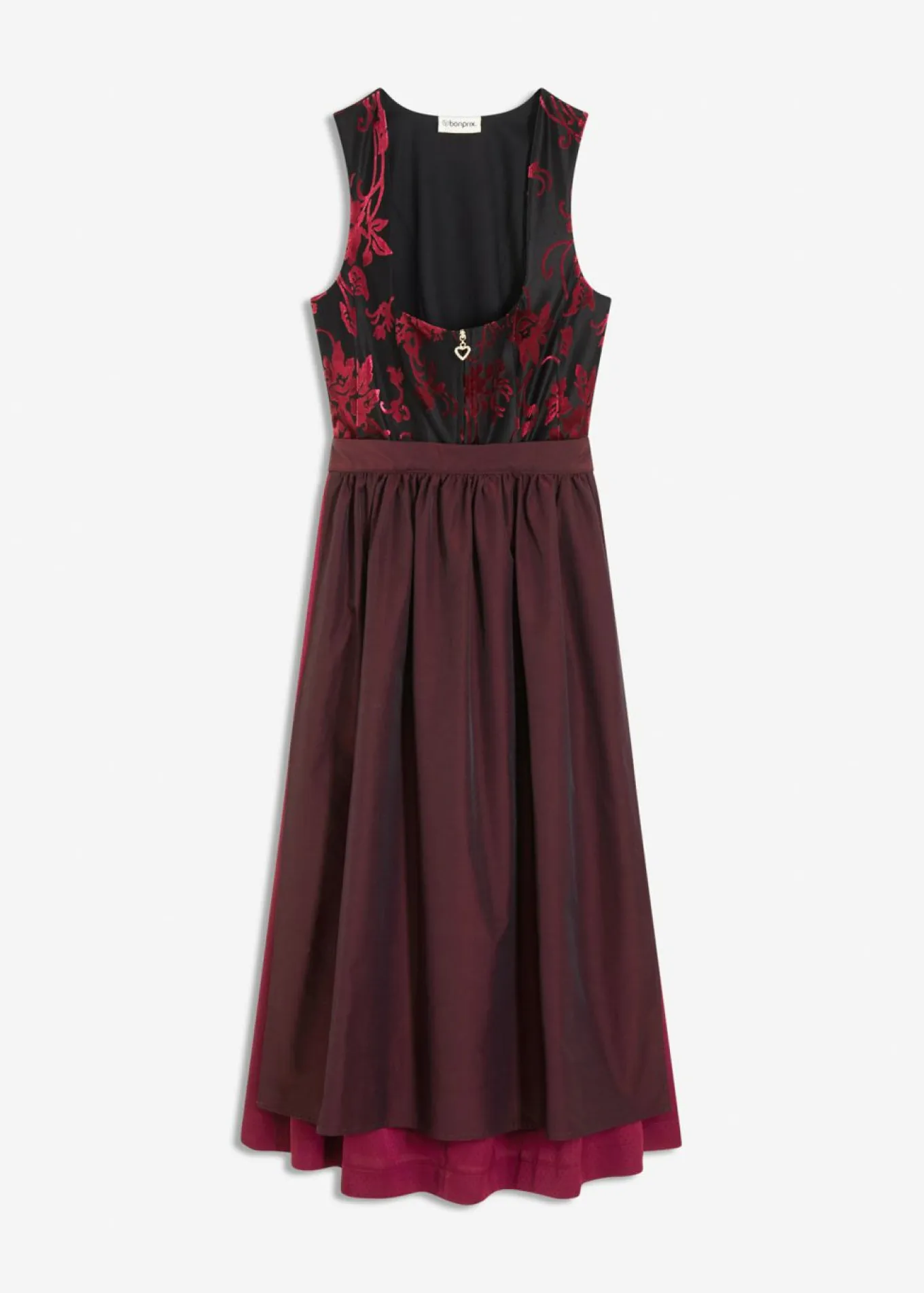 Vestido tirolés con terciopelo y largo midi (2 piezas)