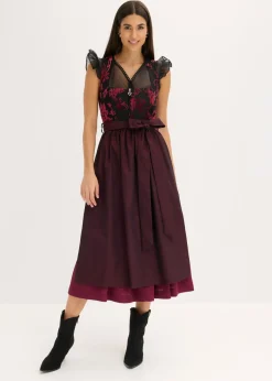 Vestido tirolés con terciopelo y largo midi (2 piezas)